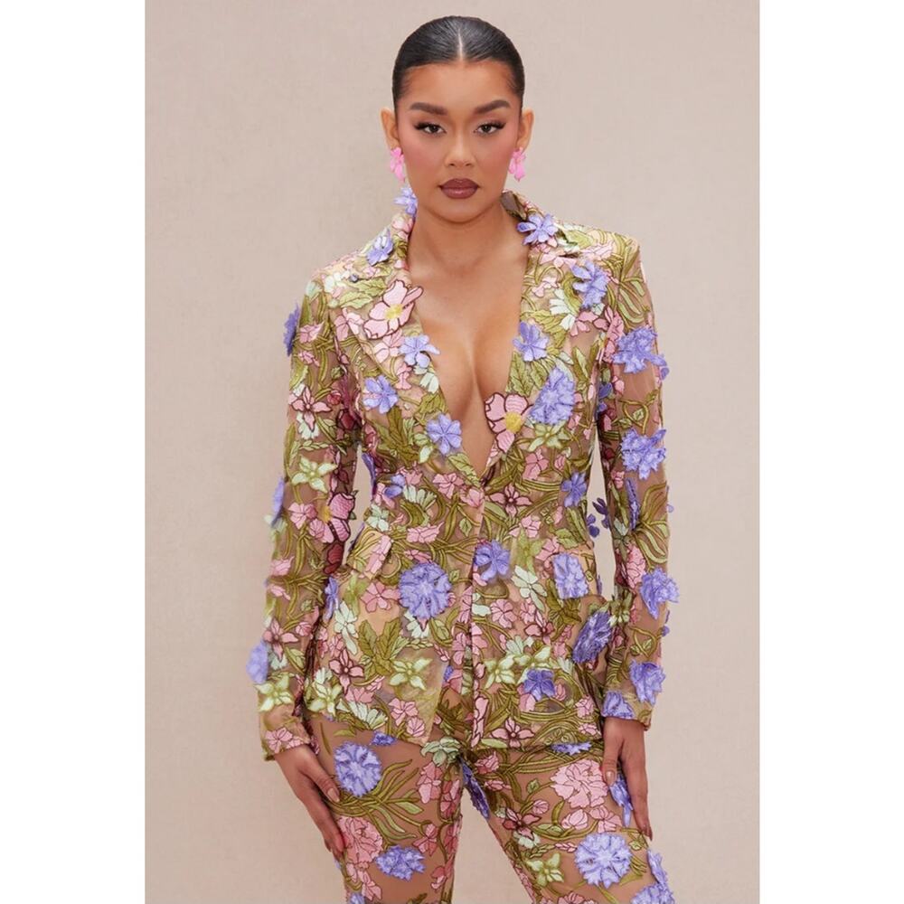 Fashion Nova Luxe Gianina Oversized Blazer L Romantic Floral Fairy Ren Faire